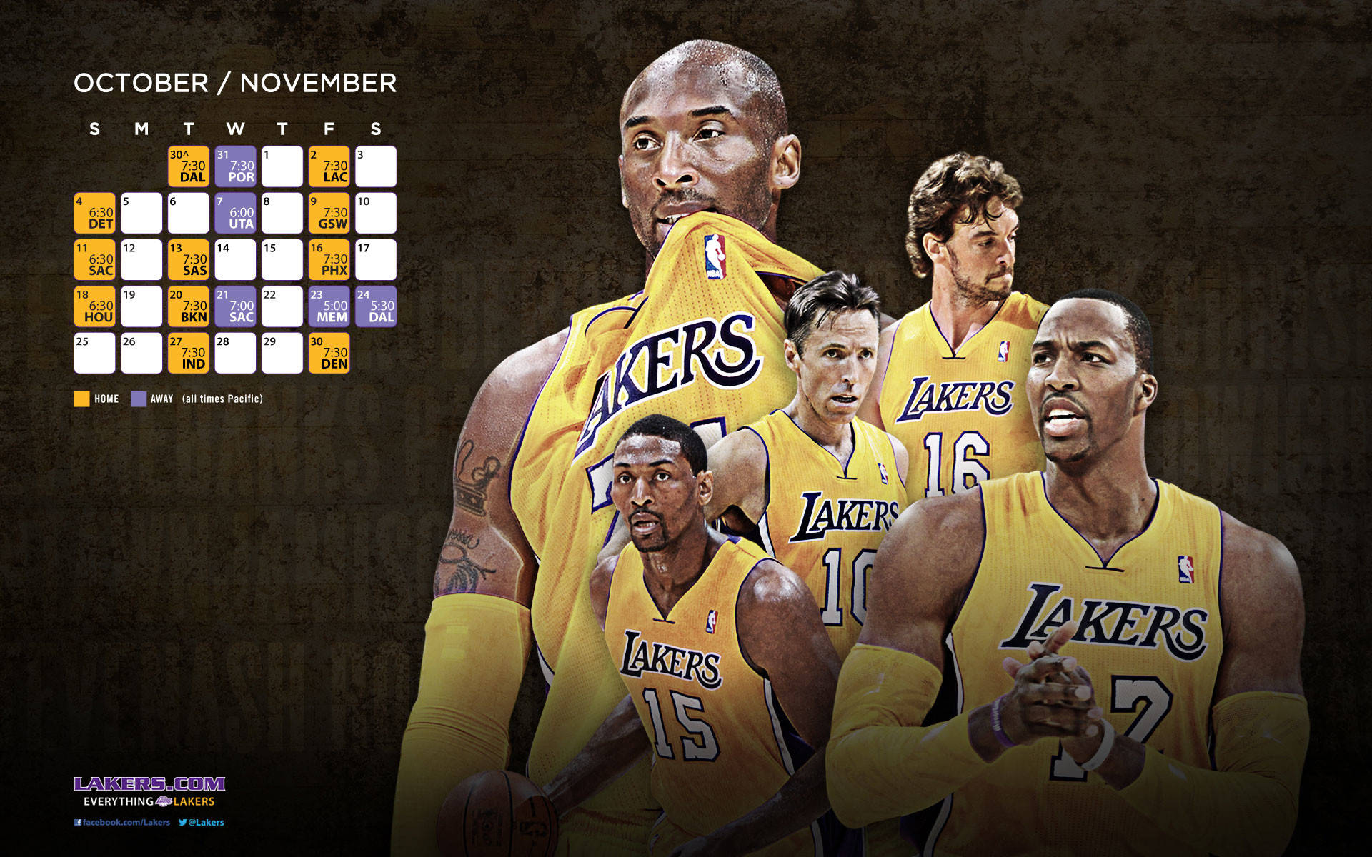 Lakers, yellow jerseys, textured dark background, Full HD Desktop Wallpaper