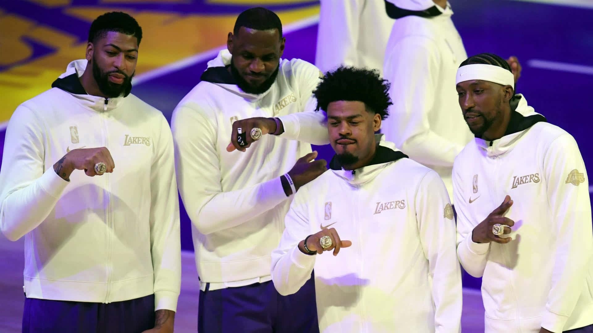 Lakers 2020, championship rings, purple and gold court, Full HD Desktop Wallpaper
