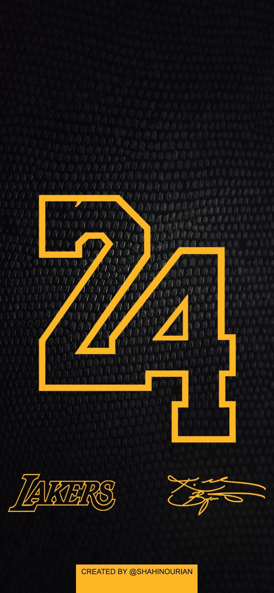 Lakers, iPhone, yellow number 24, Full HD Phone Wallpaper