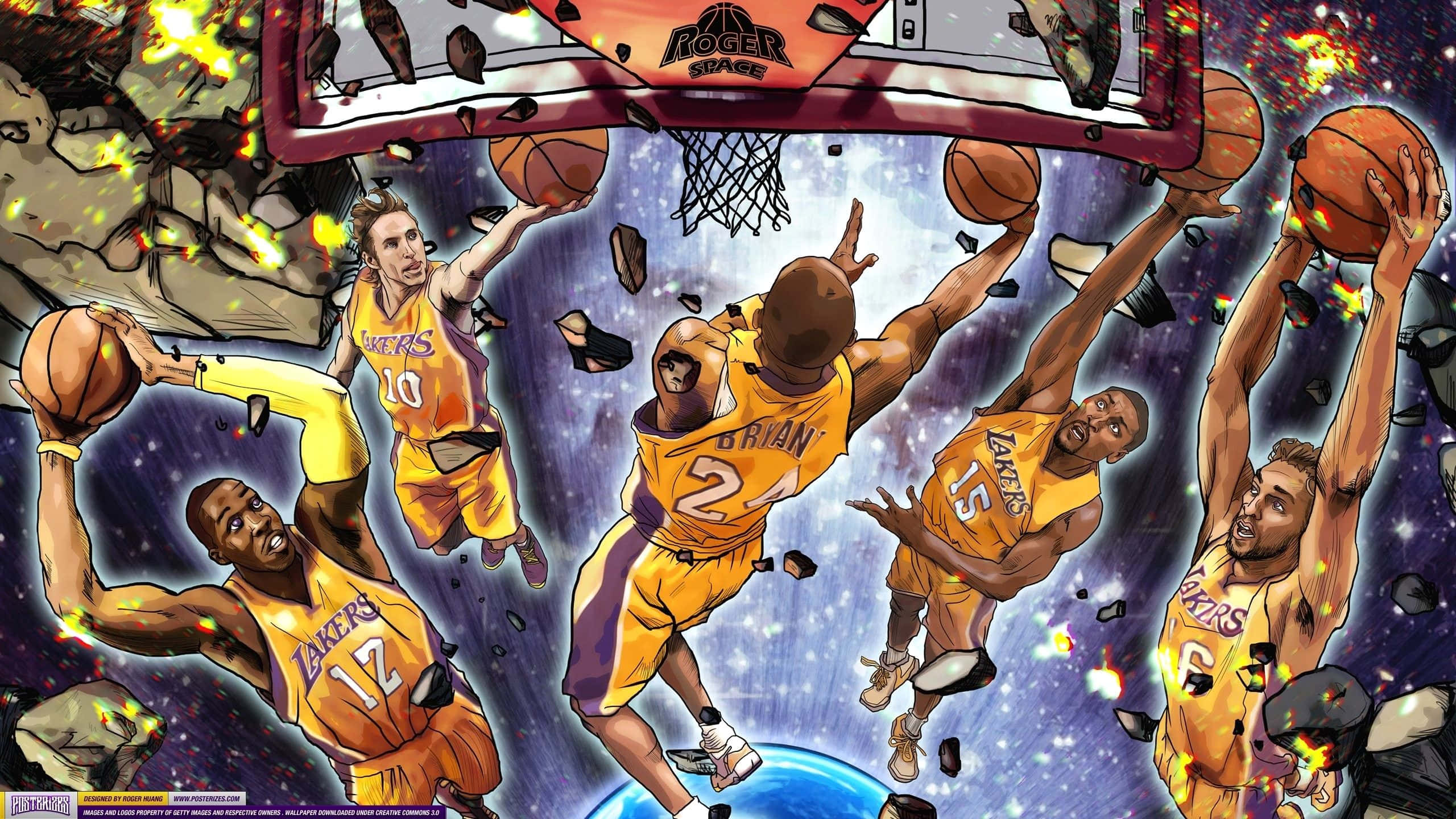 Lakers, basketball players, cosmic arena, 2K Desktop Wallpaper
