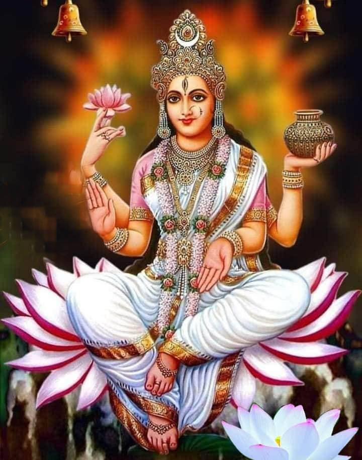 Lakshmi Devi, pink lotus, lotus flower, SD Phone Wallpaper