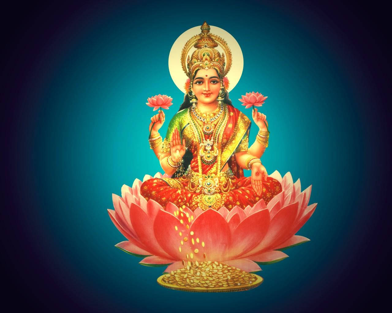 Lakshmi, Hindu goddess, gold jewelry, HD Desktop Wallpaper