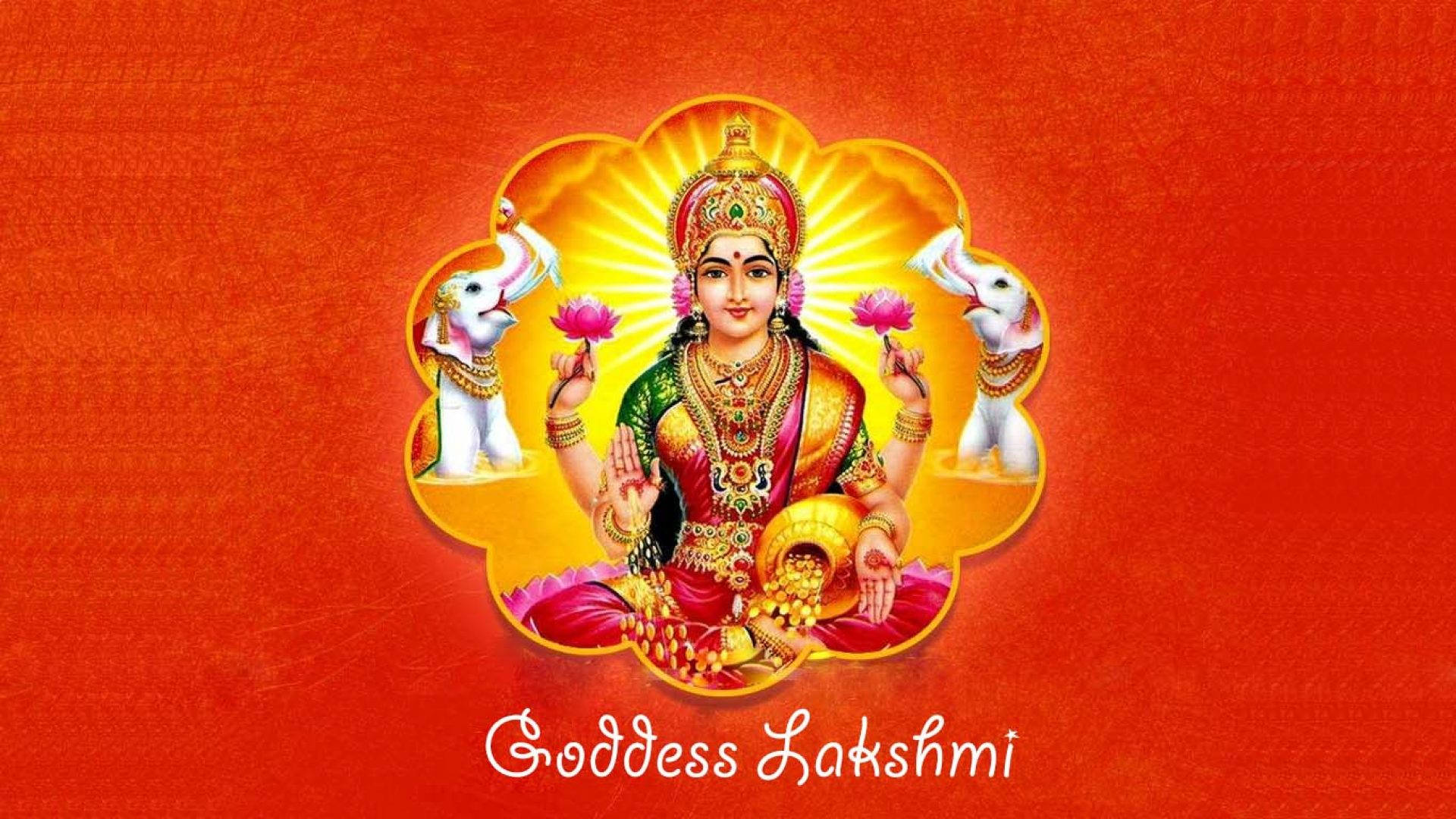 Lakshmi Devi, gold, red, Full HD Desktop Wallpaper