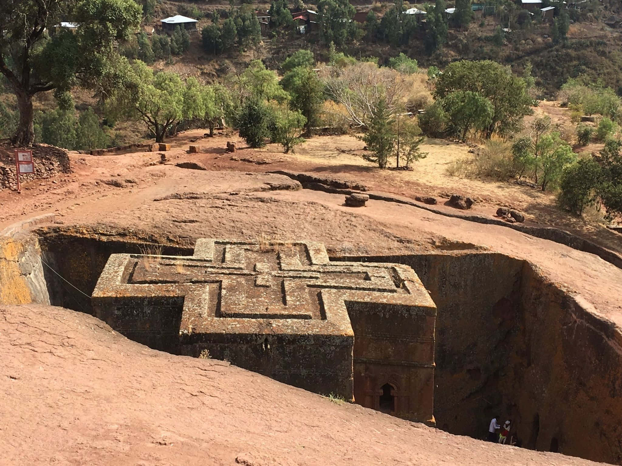 Lalibela, church, rock-hewn cross church, Full HD Desktop Wallpaper