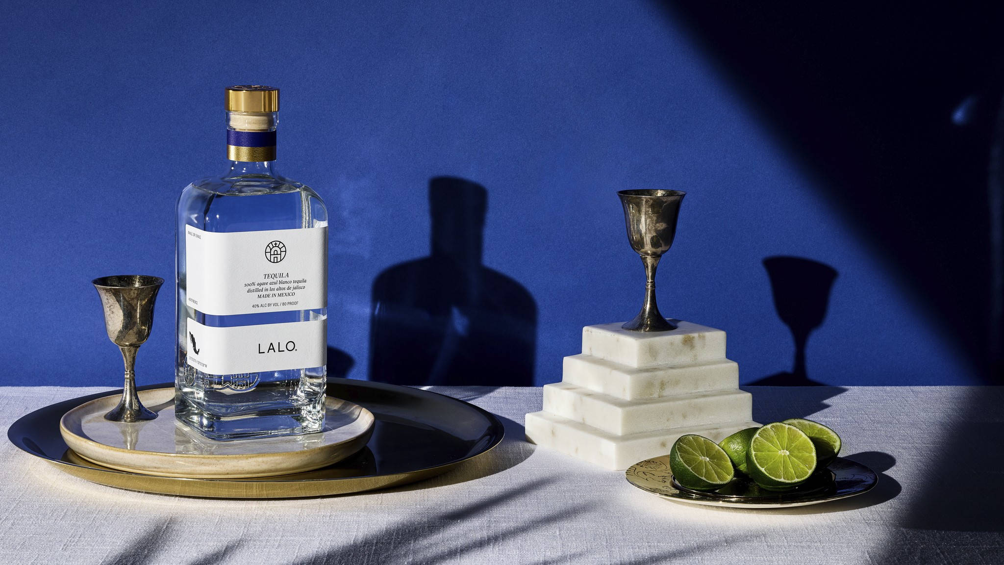 LALO Tequila, blue background, gold tray, Full HD Desktop Wallpaper