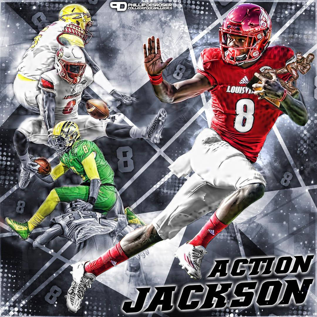 Lamar Jackson, red jersey, football player, SD Desktop Wallpaper