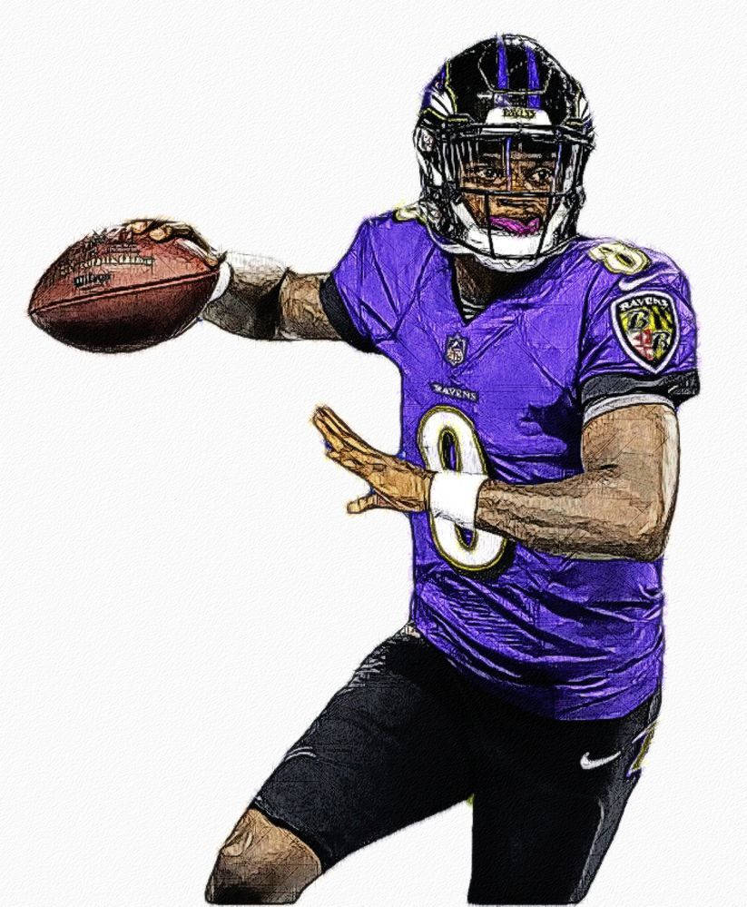 Lamar Jackson, purple Ravens jersey, football quarterback, SD Phone Wallpaper