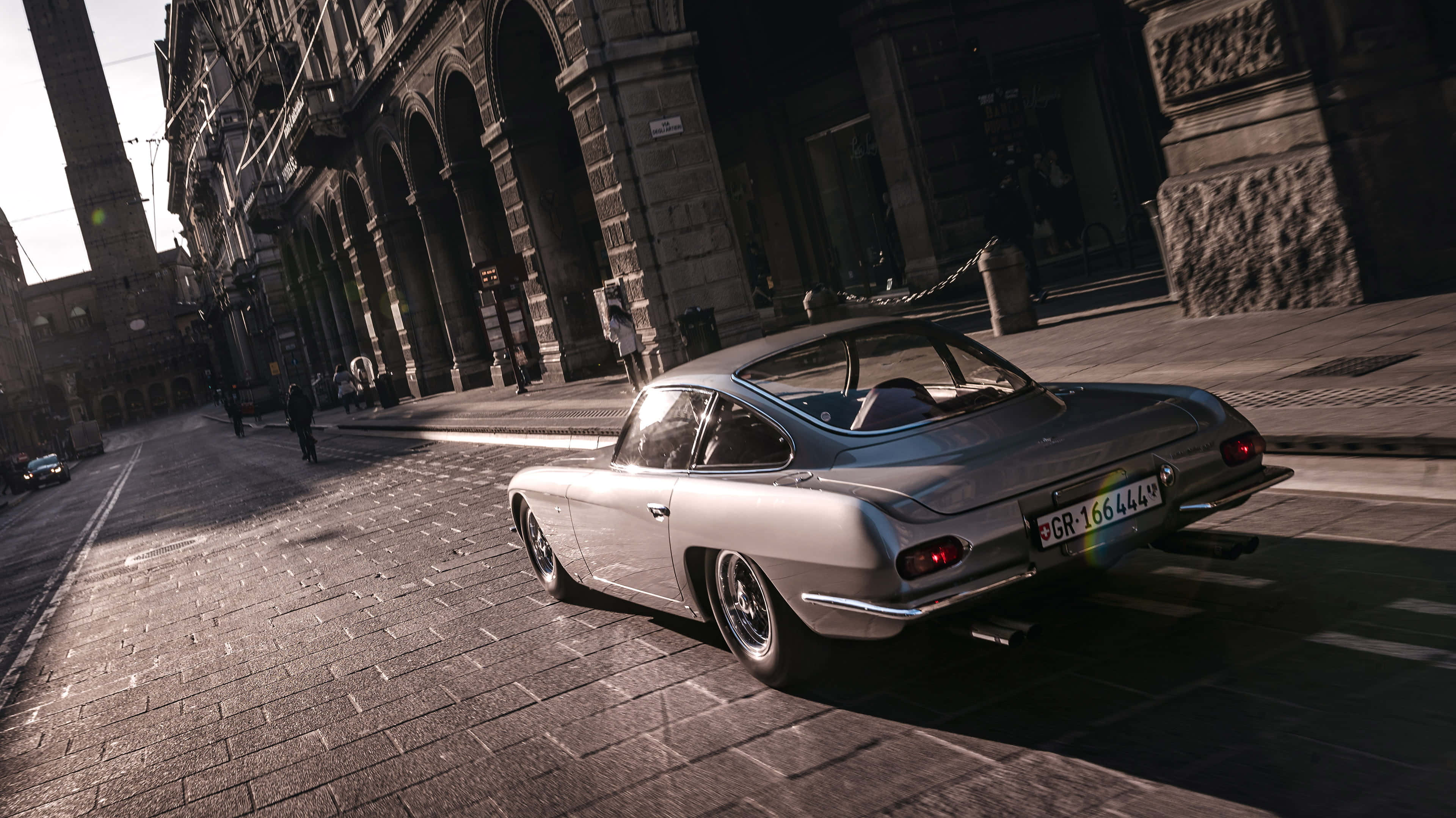 1964 Lamborghini 350 GT, silver, vintage sports car, 4K Desktop Wallpaper