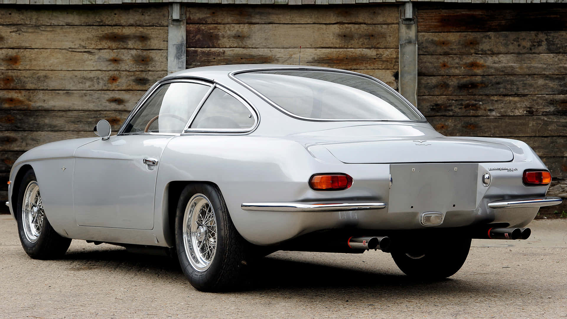 Lamborghini 350 GT, silver, chrome accents, Full HD Desktop Wallpaper