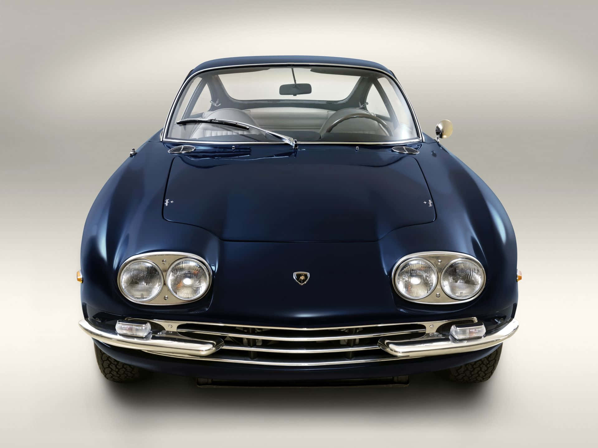 Lamborghini 400 GT, deep blue, chrome accents, Full HD Desktop Wallpaper