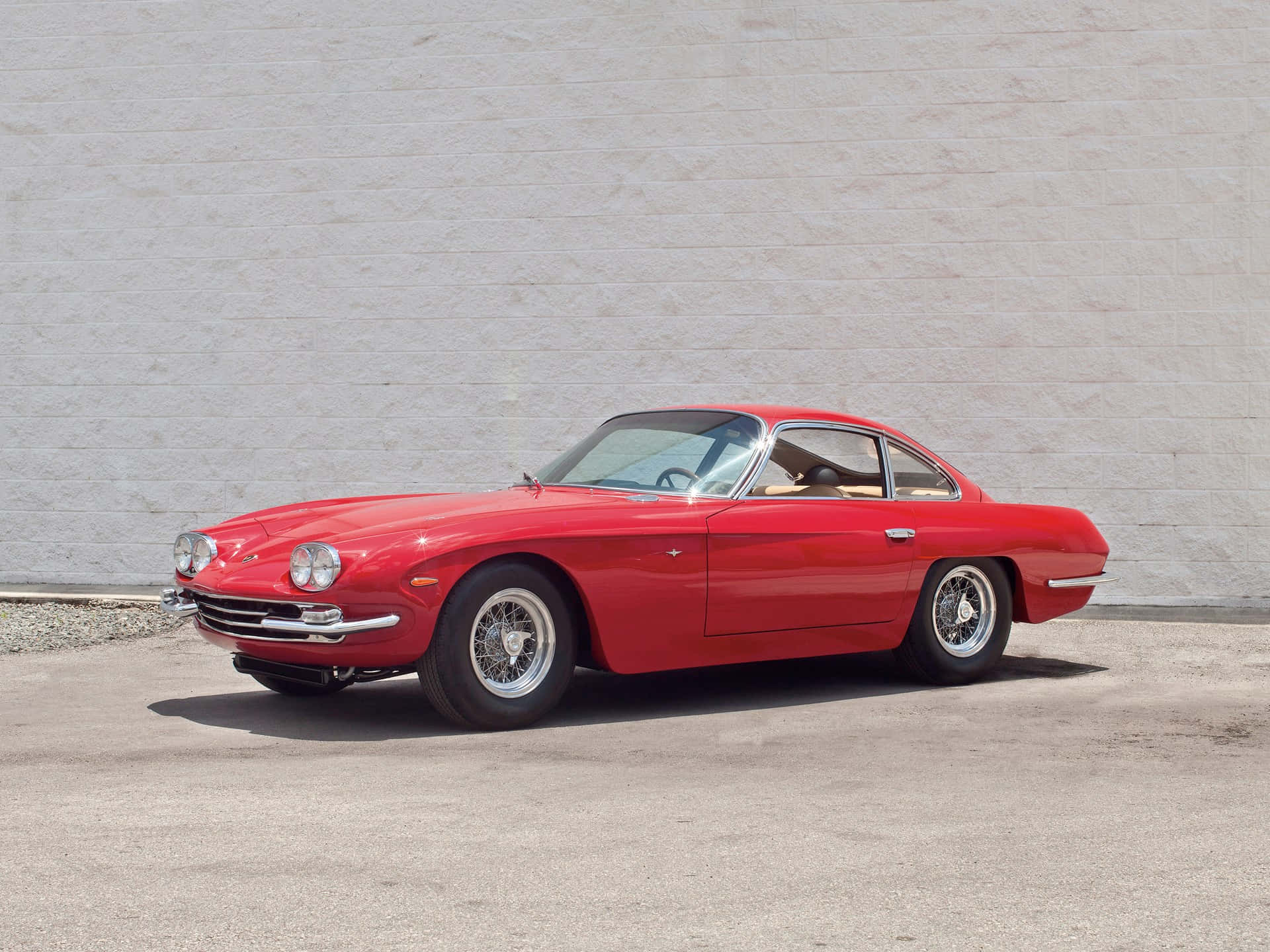 Lamborghini 400 GT, glossy red, chrome details, Full HD Desktop Wallpaper