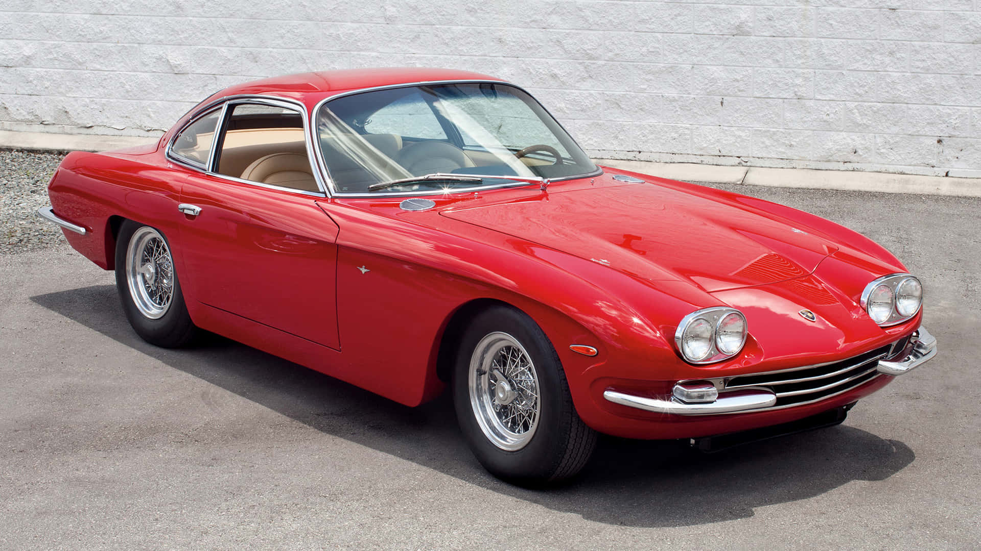 Lamborghini 400 GT, glossy red, chrome accents, Full HD Desktop Wallpaper