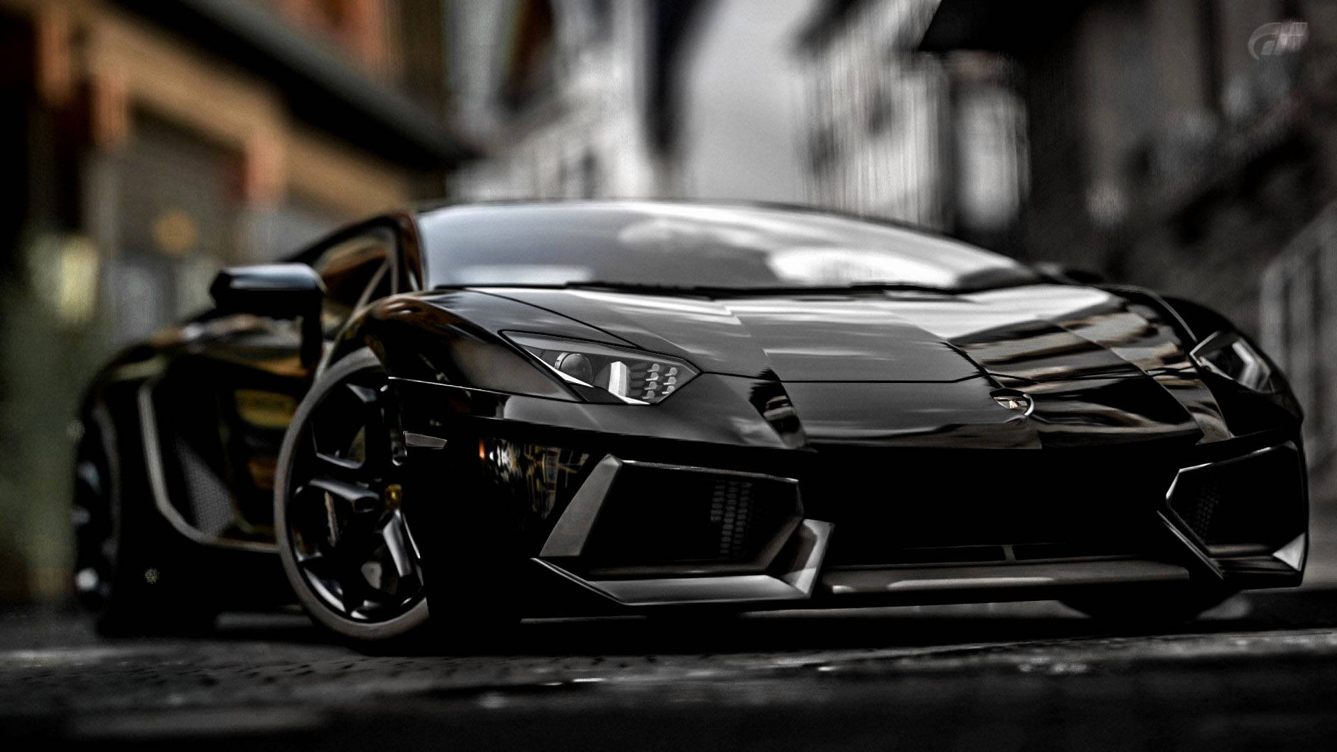 Lamborghini Aventador, black, hood, Full HD Desktop Wallpaper