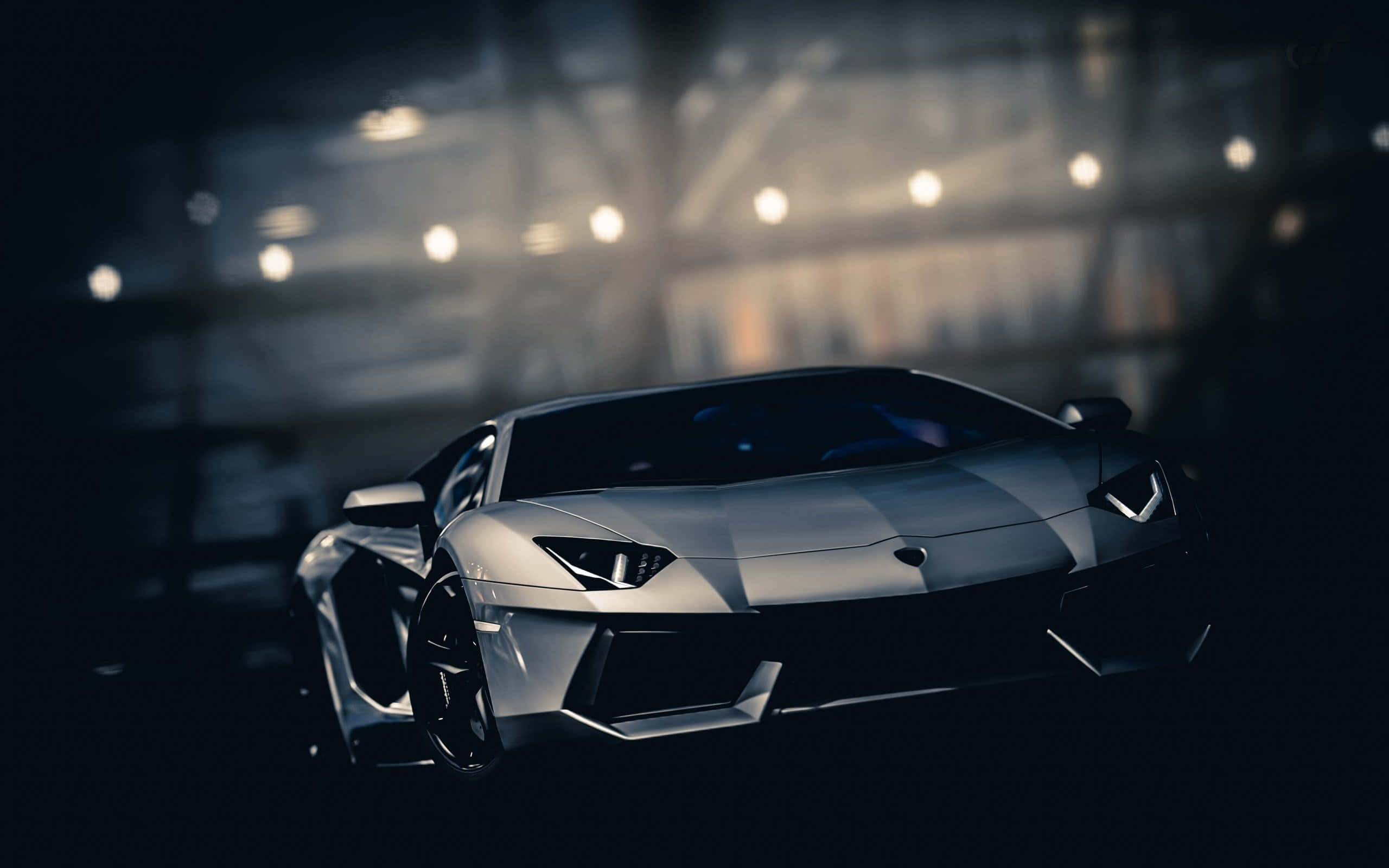 Lamborghini Aventador, silver, studio lights, 2K Desktop Wallpaper