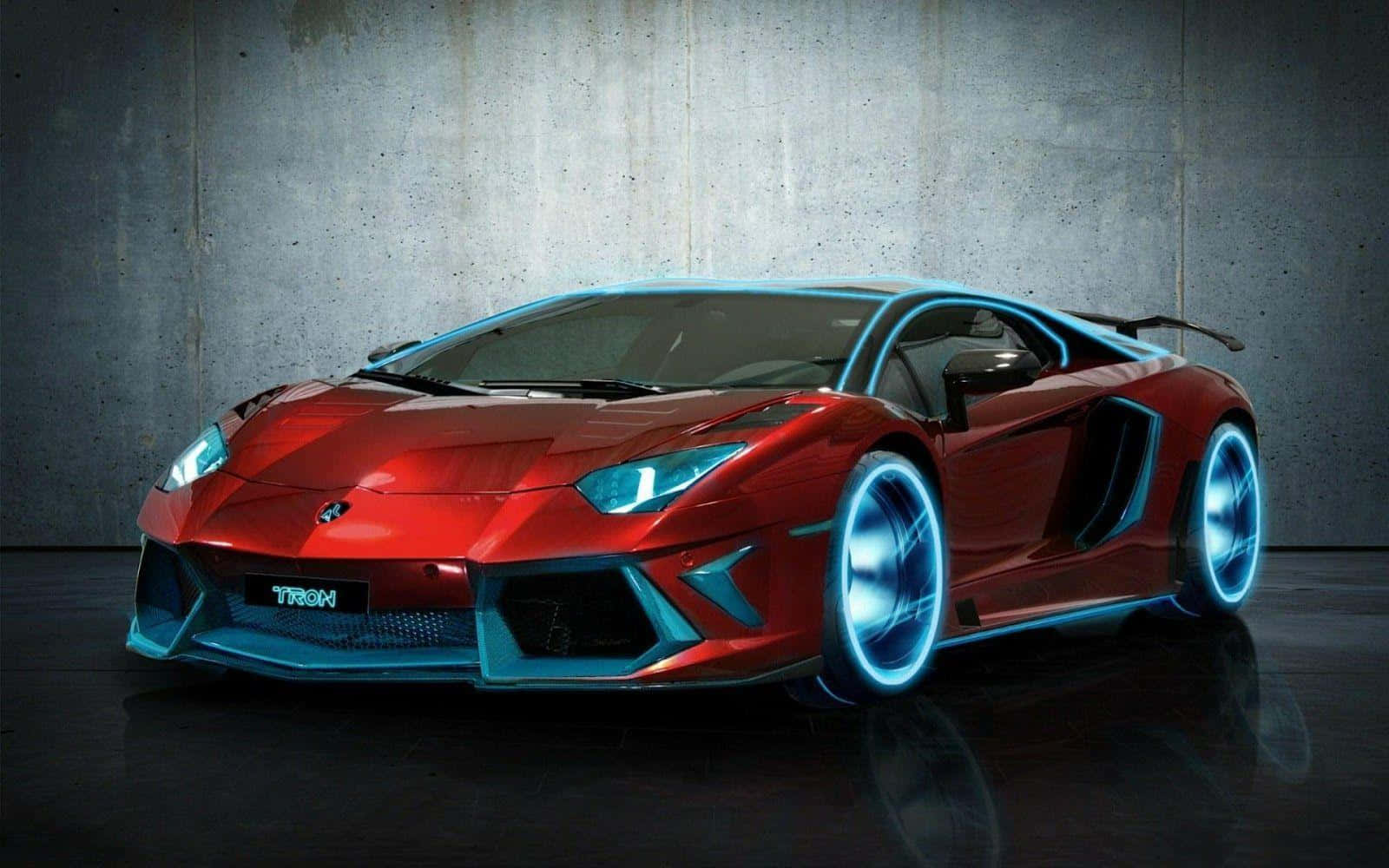 Lamborghini Aventador, Neon Red, glossy red, HD Desktop Wallpaper