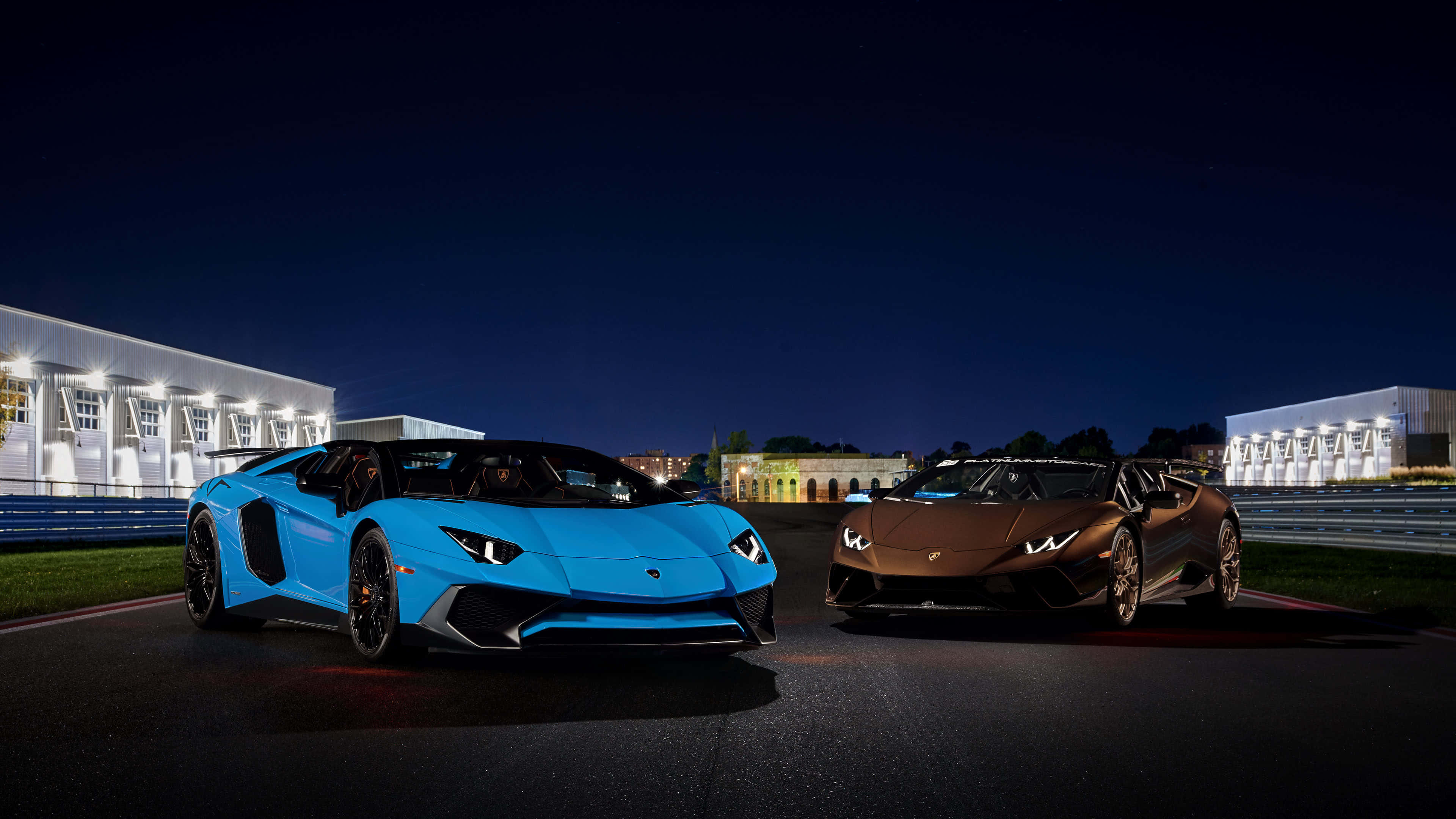 Lamborghini Aventador, vibrant blue, metallic bronze, 4K Desktop Wallpaper