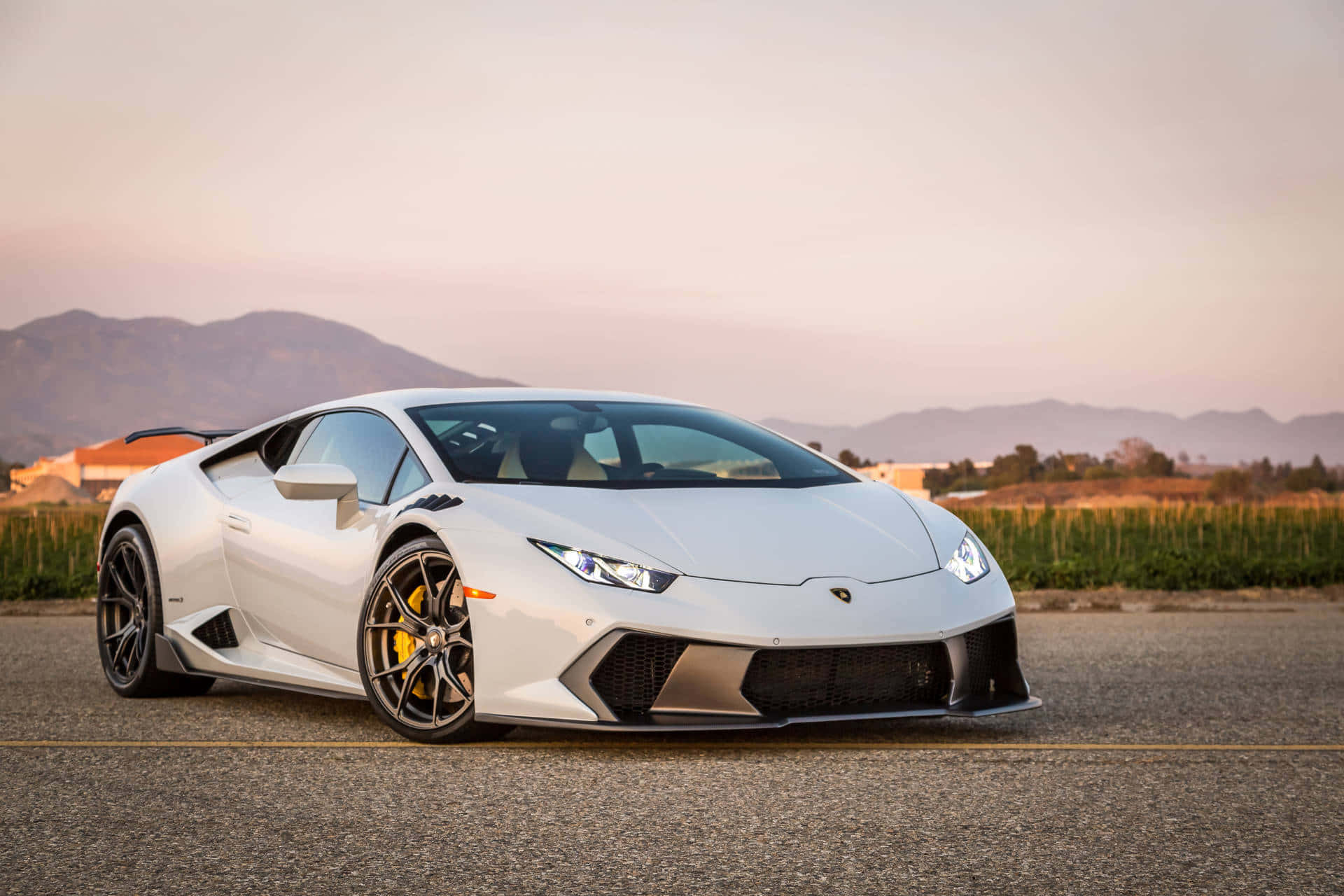 Lamborghini Aventador, white, yellow brake calipers, Full HD Desktop Wallpaper