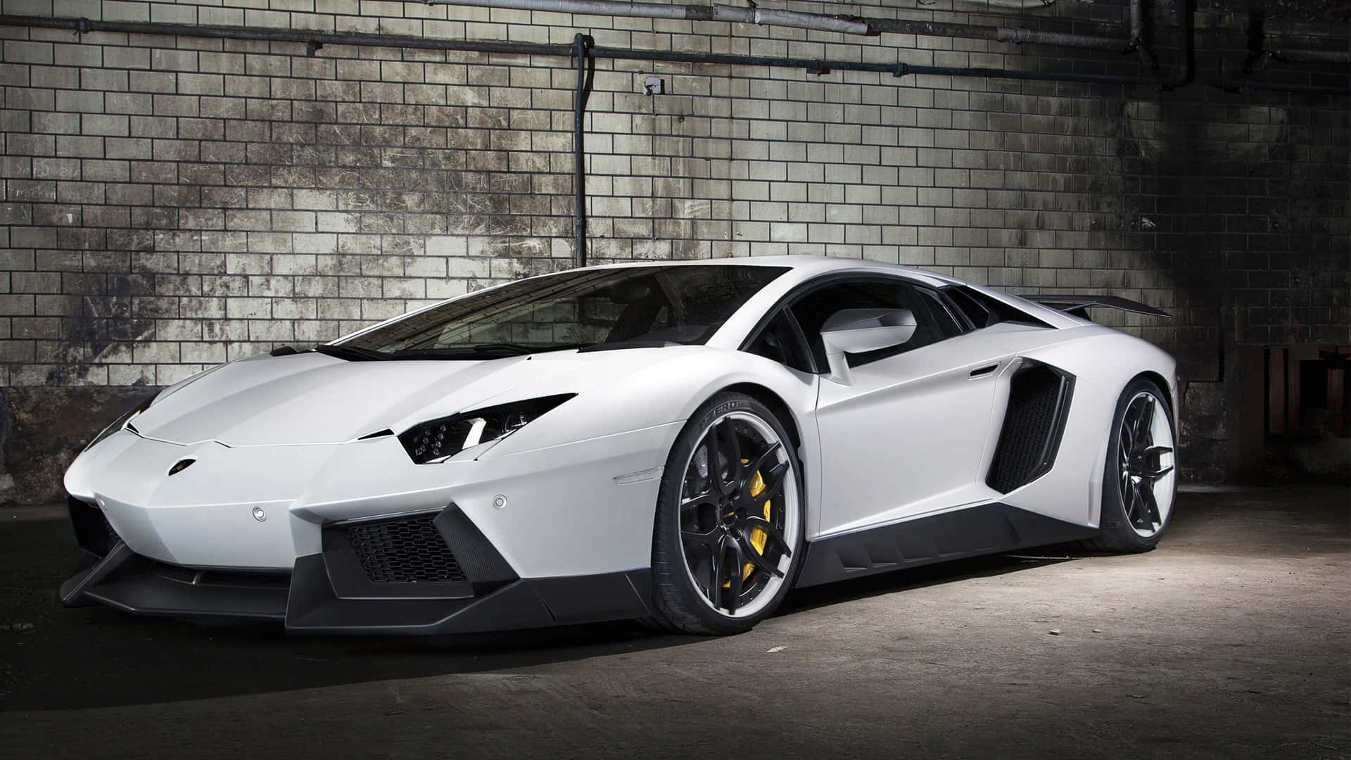 Lamborghini Aventador, white, black accents, Full HD Desktop Wallpaper