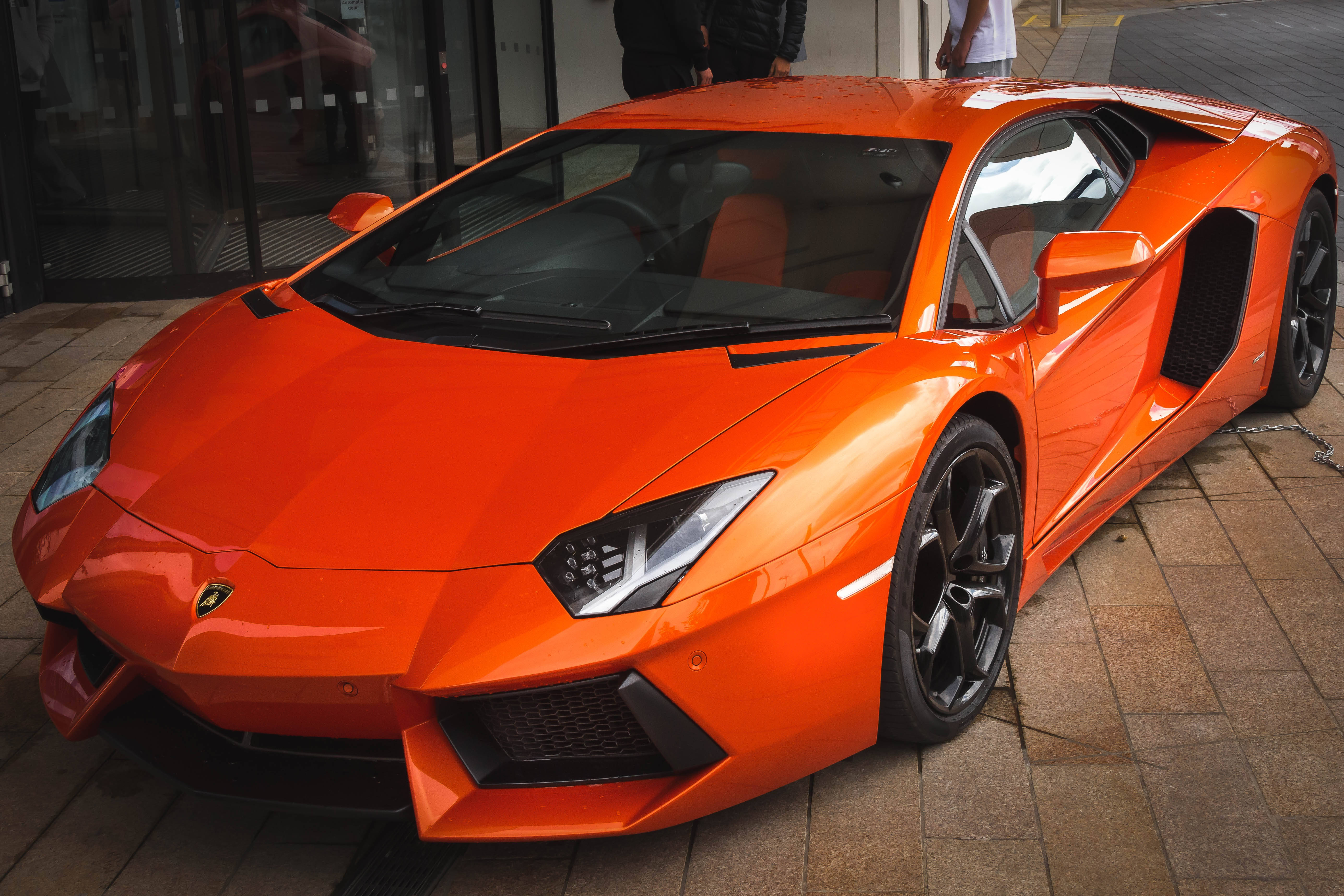 Lamborghini Aventador, orange, front and side, 5K Desktop Wallpaper