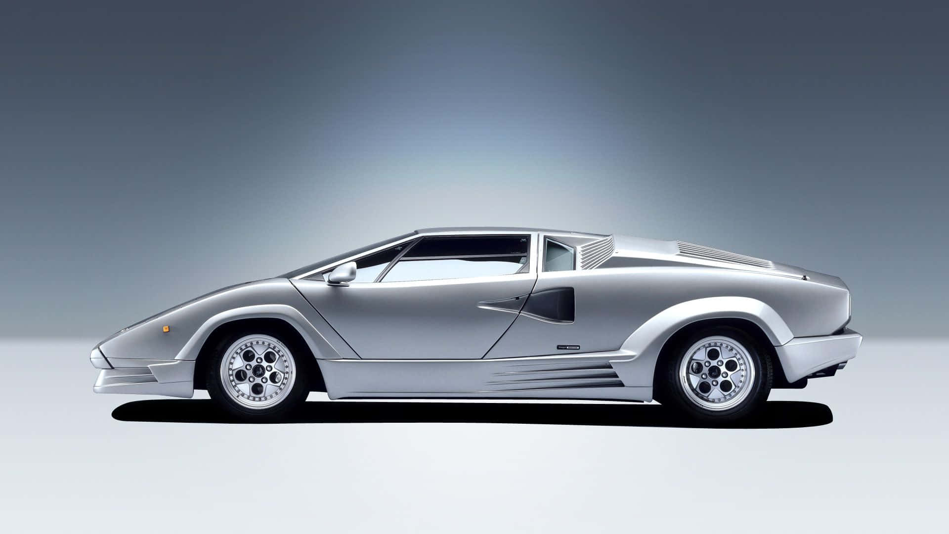 Lamborghini Countach, silver, profile, Full HD Desktop Wallpaper