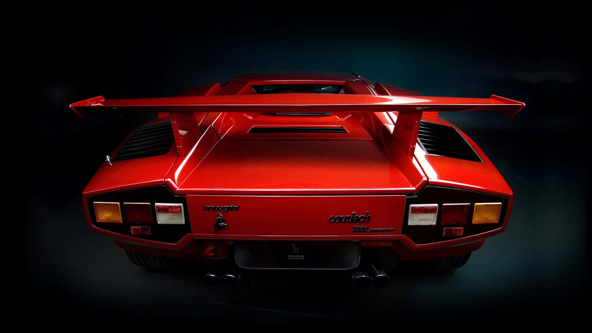 Lamborghini Countach, glossy red, rear view, Full HD Desktop Wallpaper