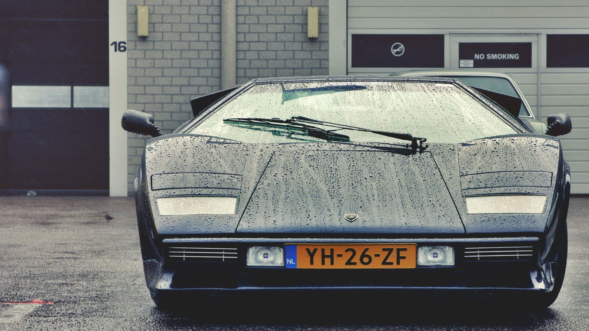 Lamborghini Countach, black, garage, Full HD Desktop Wallpaper