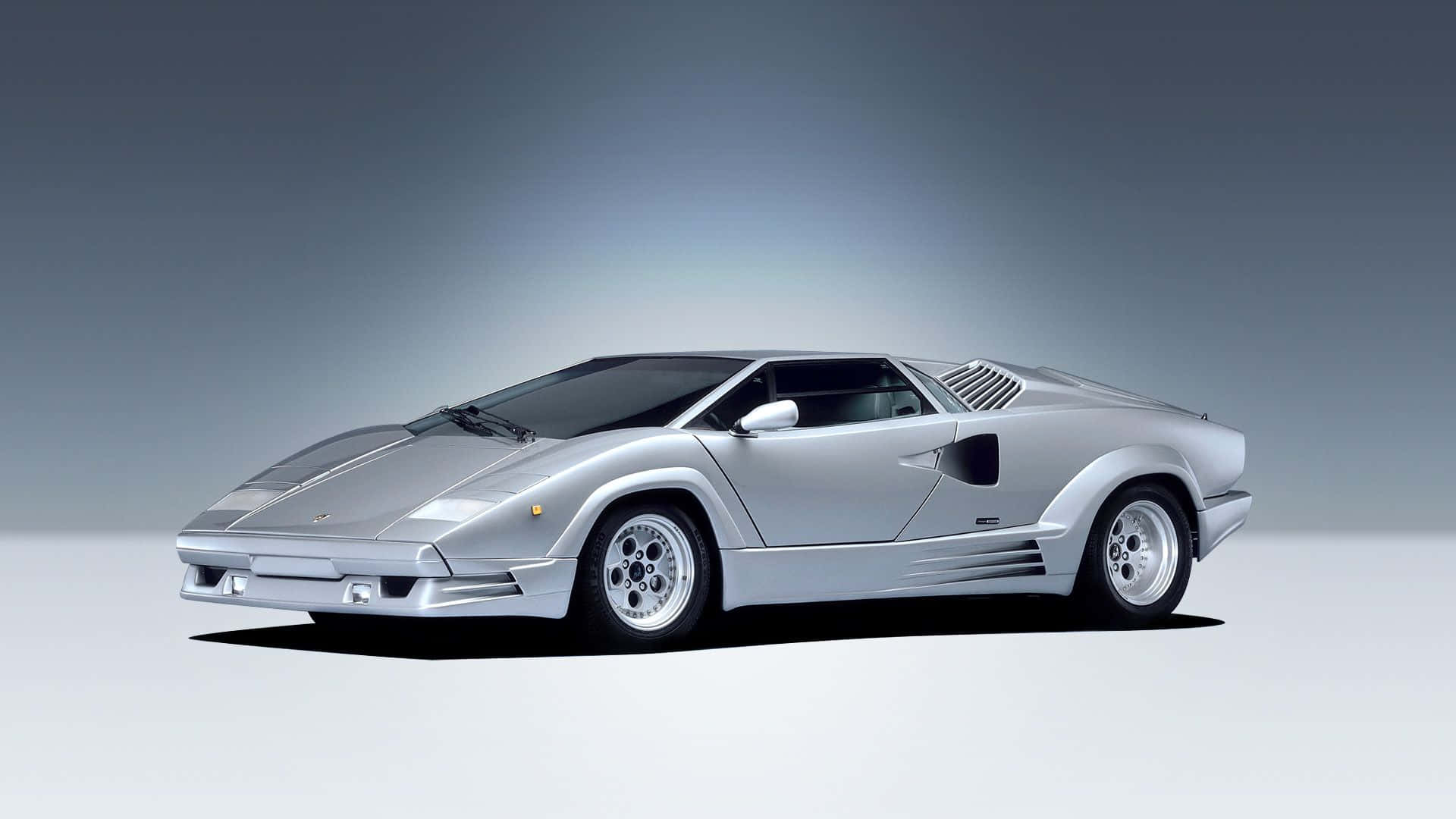 Lamborghini Countach, silver, minimalist studio, Full HD Desktop Wallpaper