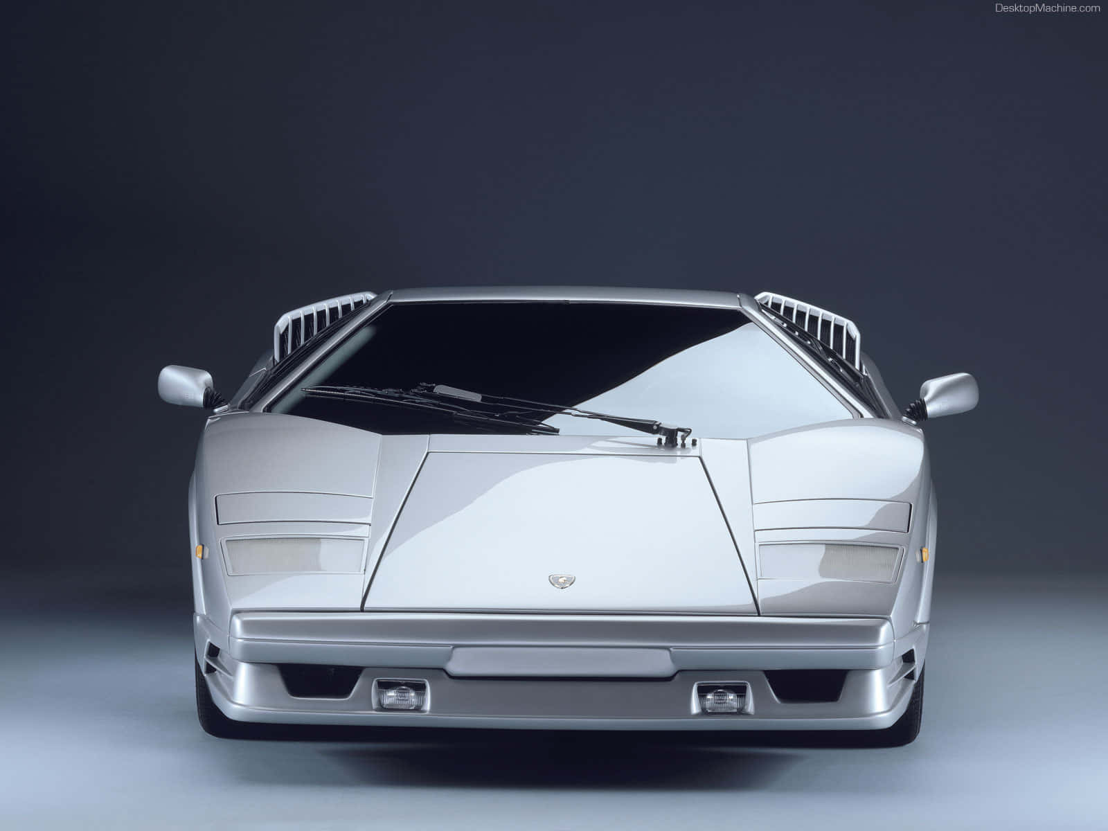 Lamborghini Countach, silver, front view, HD Desktop Wallpaper