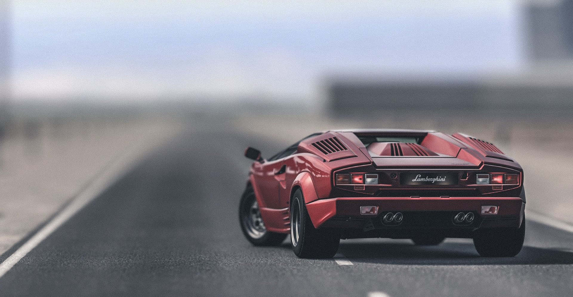 Lamborghini Countach, red, highway, Full HD Desktop Wallpaper