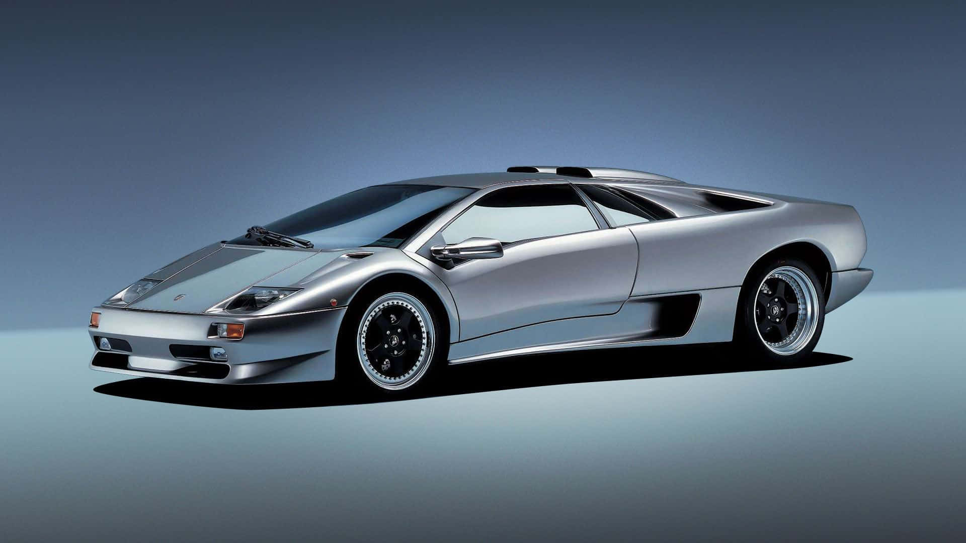Lamborghini Diablo, silver, night setting, Full HD Desktop Wallpaper