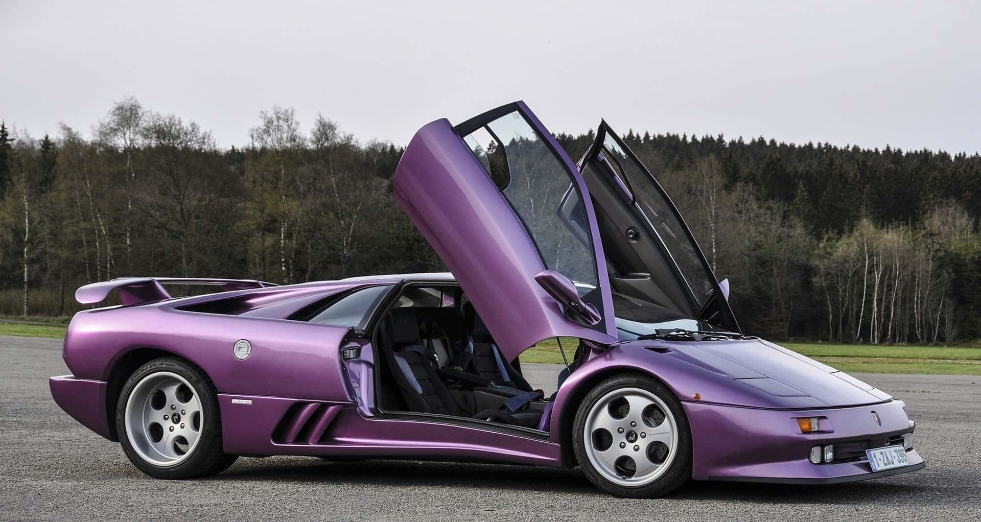 Lamborghini Diablo, purple, scissor doors, Full HD Desktop Wallpaper