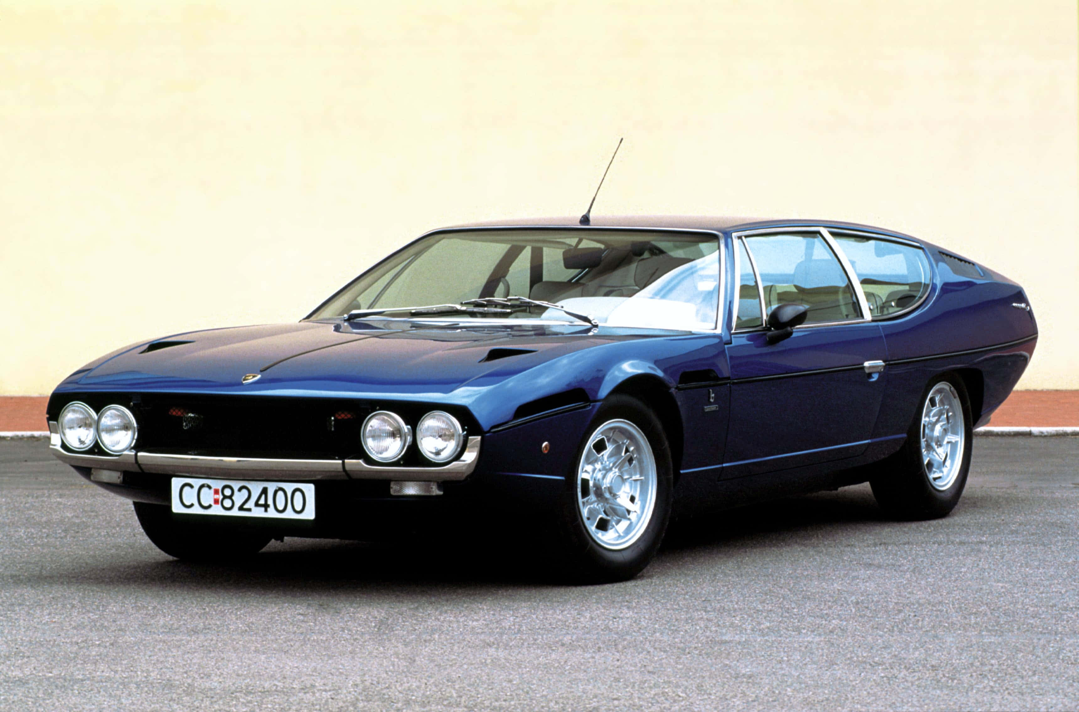 Lamborghini Espada, blue, quad headlights, 2K Desktop Wallpaper