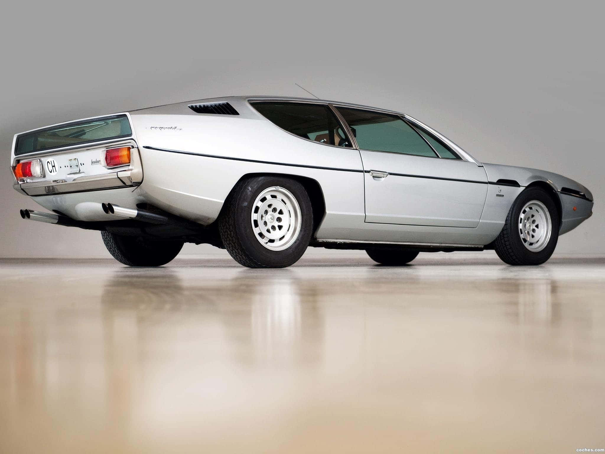 Lamborghini Espada, sleek silver, white wheels, Full HD Desktop Wallpaper