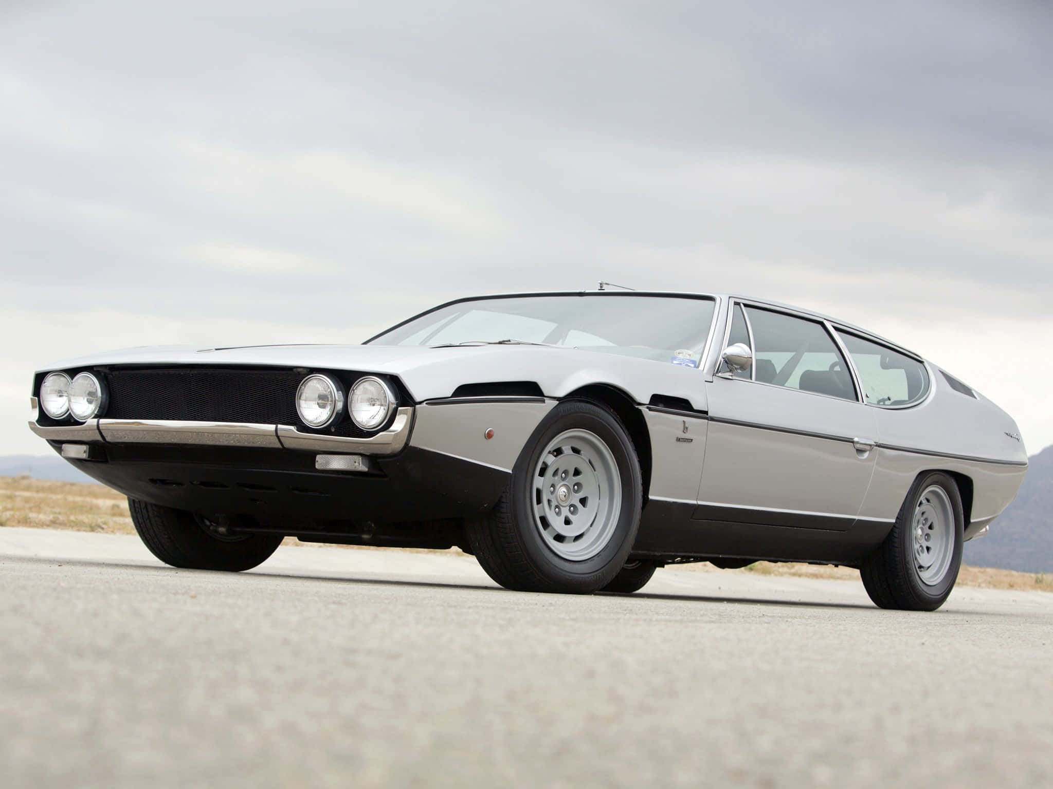 Lamborghini Espada, silver, quad headlights, Full HD Desktop Wallpaper