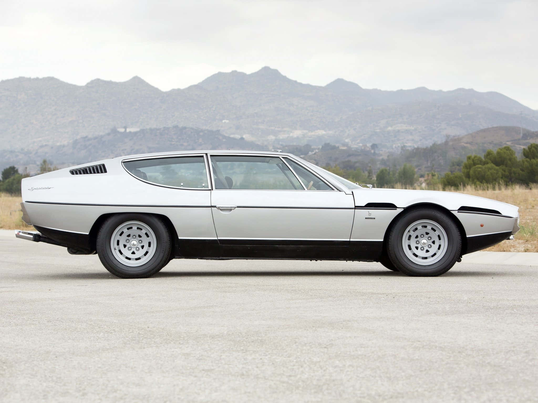 Lamborghini Espada, silver, black trim, Full HD Desktop Wallpaper