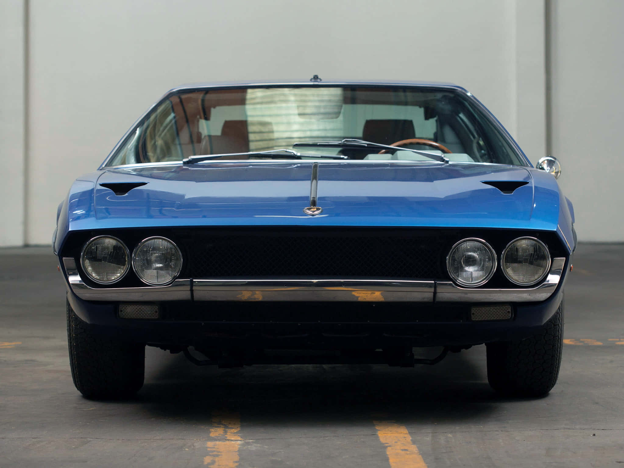 Lamborghini Espada, blue, quad headlights, Full HD Desktop Wallpaper