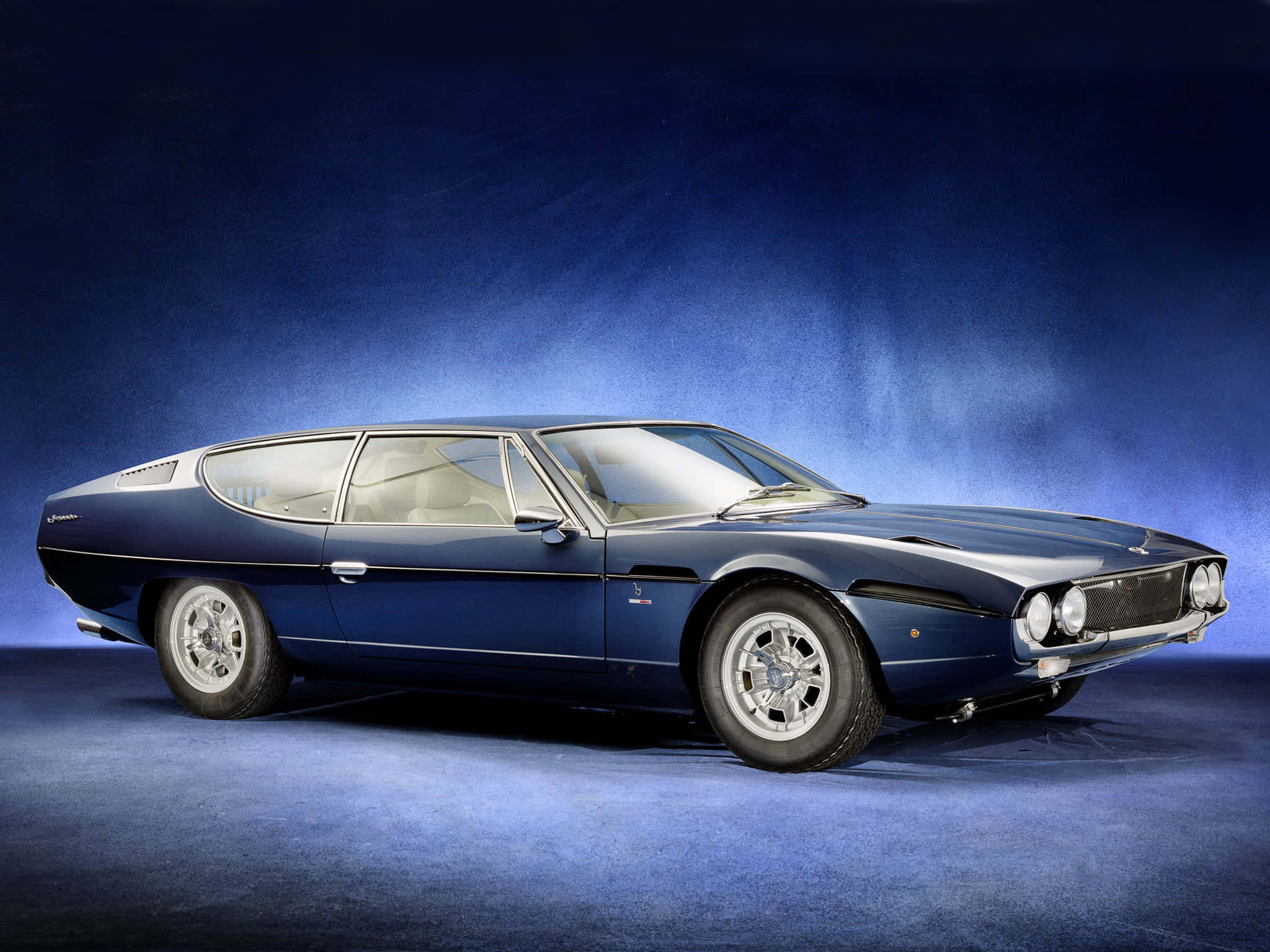 Lamborghini Espada, blue, chrome accents, Full HD Desktop Wallpaper