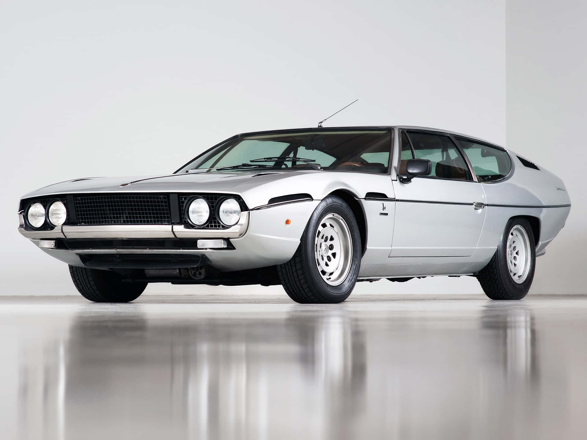 Lamborghini Espada, silver, quad headlights, Full HD Desktop Wallpaper