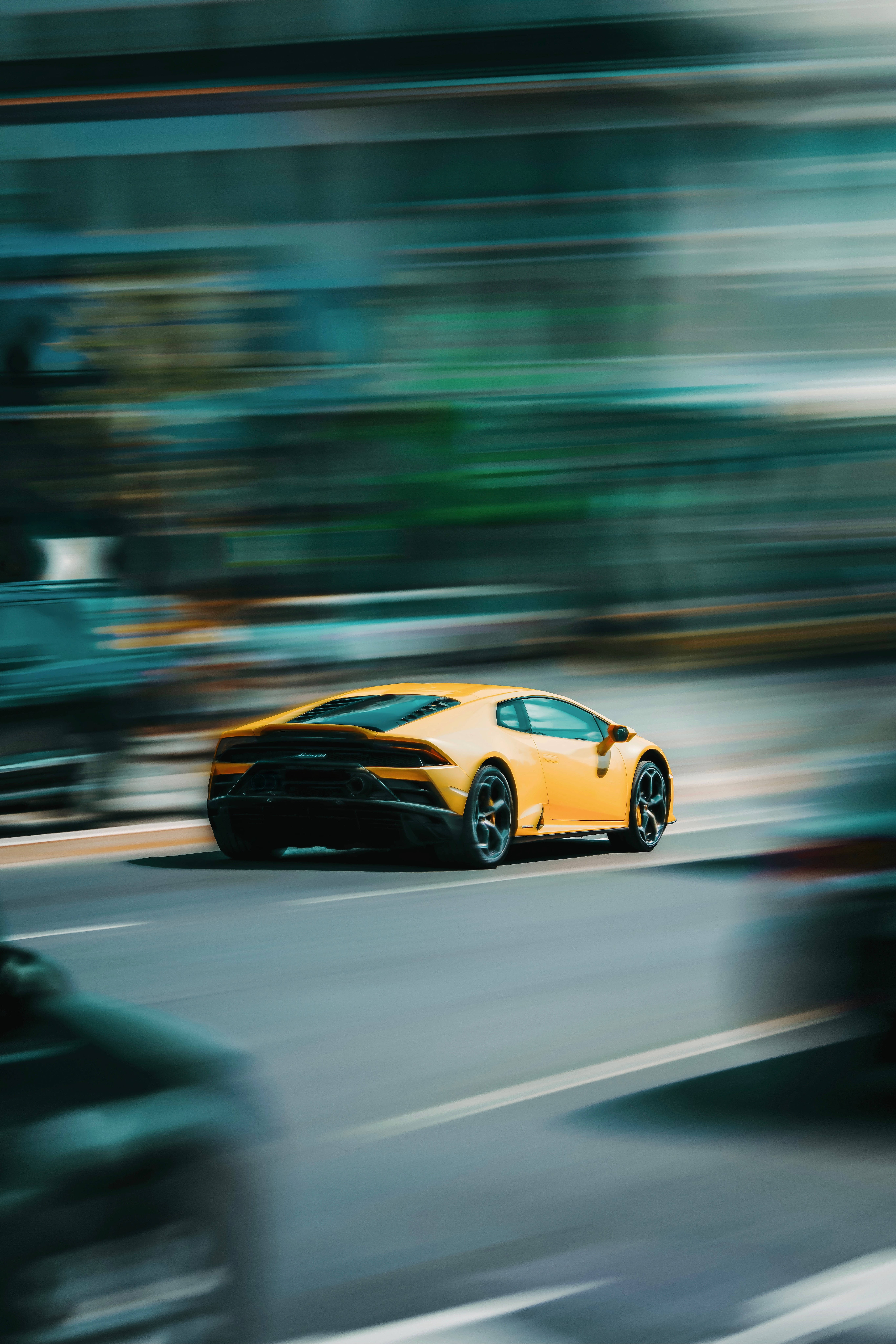 Lamborghini Galaxy, vibrant yellow, sports car, 8K Phone Wallpaper