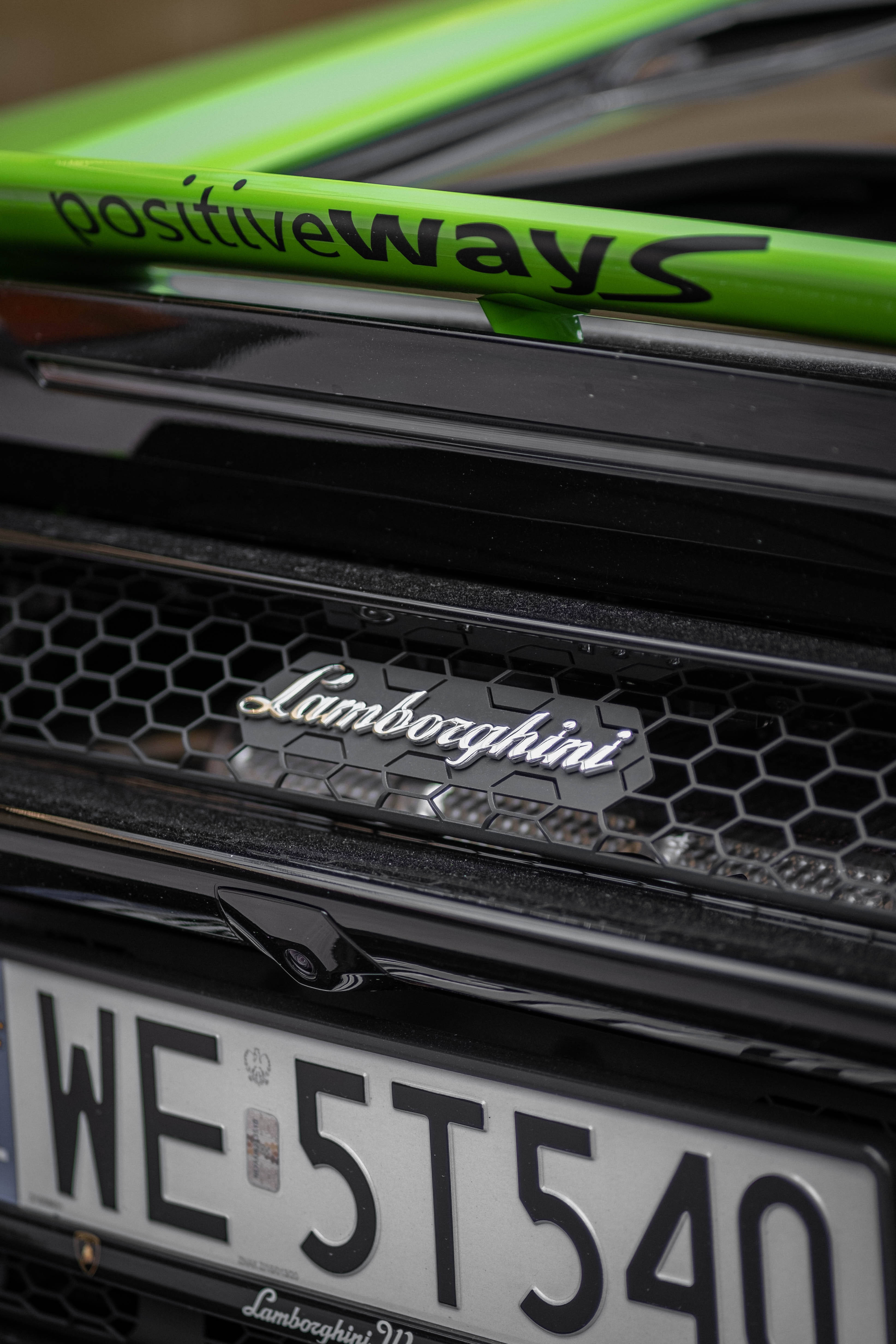 Lamborghini Galaxy, black Lamborghini, front grille, 4K Phone Wallpaper