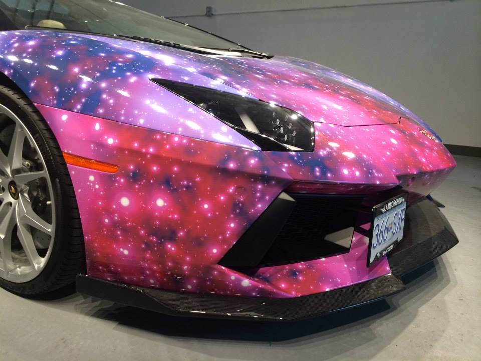 Lamborghini Galaxy, vibrant galaxy wrap, pink purple and blue nebulae, SD Desktop Wallpaper