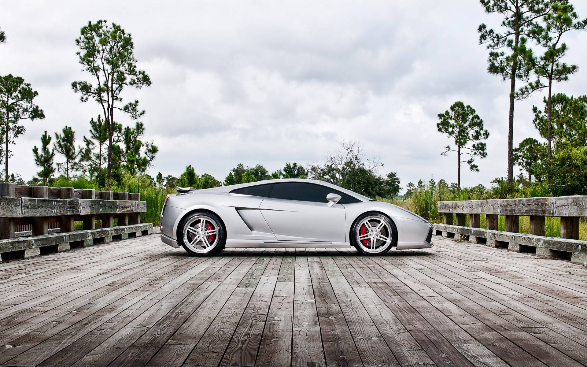 Lamborghini Gallardo, silver, red brake calipers, Full HD Desktop Wallpaper