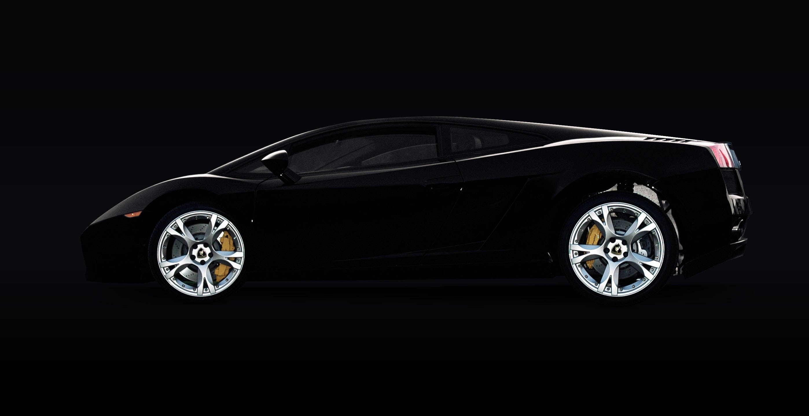 Lamborghini Gallardo, black, sports car, 2K Desktop Wallpaper