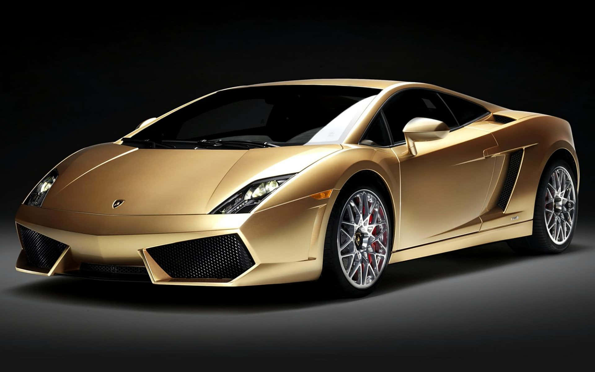 Lamborghini Gallardo, gold, red brake calipers, Full HD Desktop Wallpaper