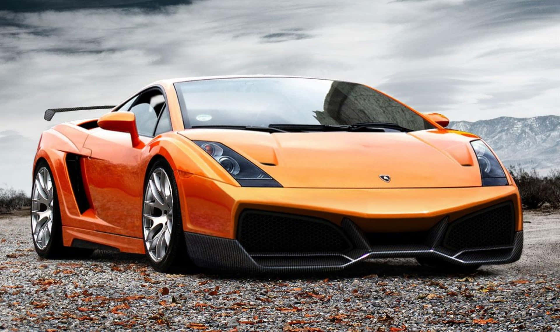 Lamborghini Gallardo, vibrant orange, gravel, Full HD Desktop Wallpaper