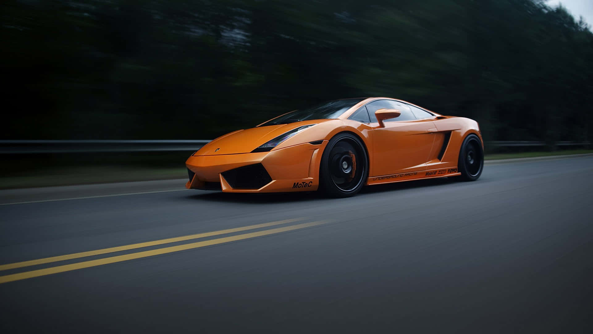 Lamborghini Gallardo, vibrant orange, road, Full HD Desktop Wallpaper