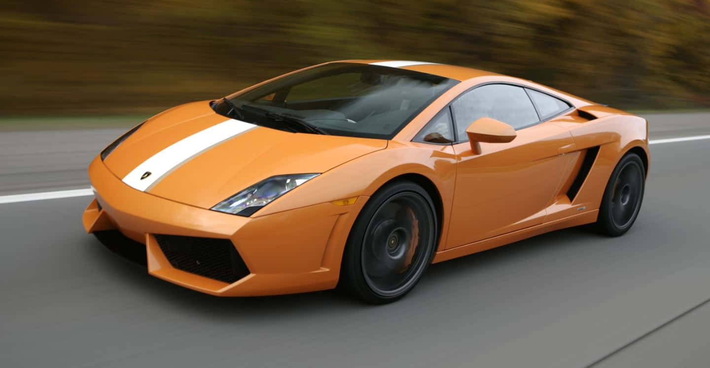 Lamborghini Gallardo, vibrant orange, highway, HD Desktop Wallpaper