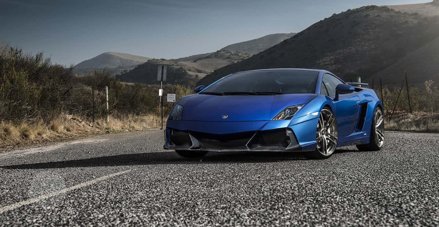 Lamborghini Gallardo, vibrant blue, gravel road, HD Desktop Wallpaper