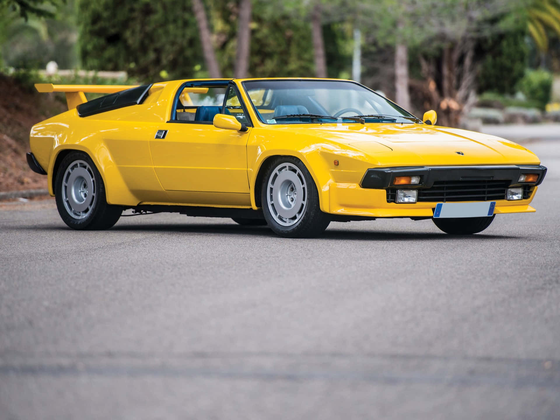 Lamborghini Jalpa, vibrant yellow, black rear wing, Full HD Desktop Wallpaper