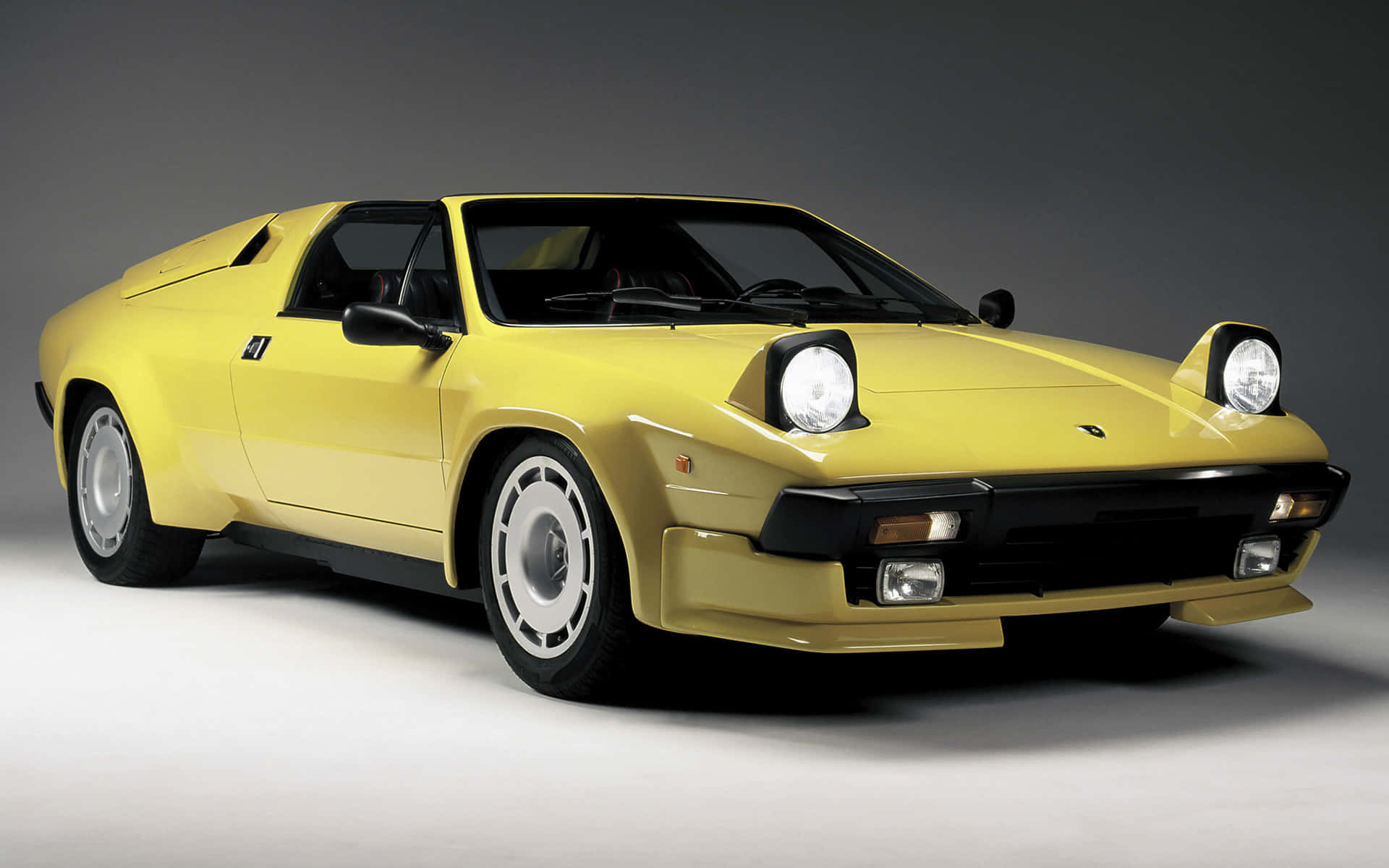 Lamborghini Jalpa, vibrant yellow, pop-up headlights, Full HD Desktop Wallpaper